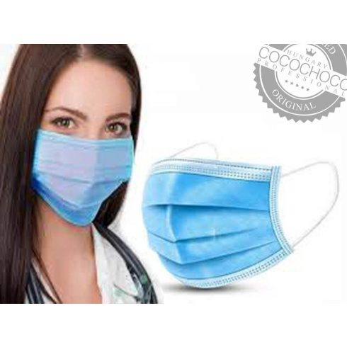 Eldobható szájmaszk, orvosi maszk, kék 50 db