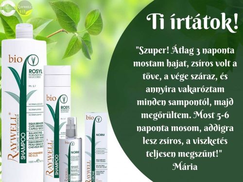 Raywell BIO ROSYL – Normalizáló sampon, zsíros fejbőrre és száraz hajra, 2x1000 ml a második 30 % engedménnyel