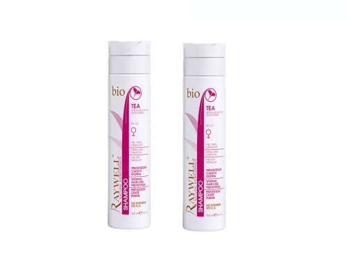 Raywell BIO TEA – Hajnövesztő és hajhullás elleni sampon, Nőknek 2x250 ml a második 40% kedvezménnyel