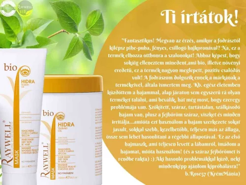 Raywell BIO HIDRA – maszk, száraz hajra és fejbőrre, a második 30% engedménnyel 2x250 ml