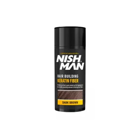 Nish Man Keratin Fiber dúsító és színező hatású folt kitöltő rostok (sötétbarna) 20g