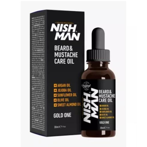 Nish Man Beard & Mustache szakáll és bajusz kondicionáló olaj Gold One 30ml