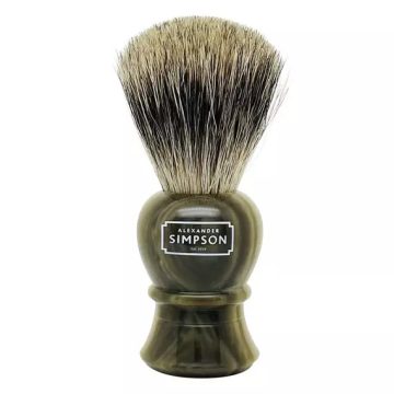   Alexander Simpson Shaving Brush Pure Badger Islington Faux Horn (L)