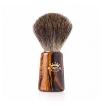   Mondial Morgan Pure Badger Shaving Brush With Stand - Woodgrain