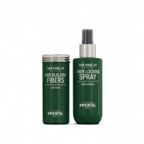   Immortal Nyc Hair Building Fibers 20 G & Fibers Locking Spray 150 ml 2 In 1 Set -  Dark Brown